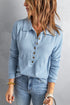 Button Front Turn-Down Neck Knit Top
